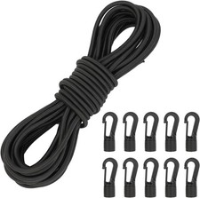 Gummiseil 6mm 10m Schwarz Expanderseil mit 10 Kunststoffhaken, Gummischnur
