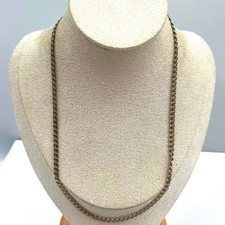 Vintage Gold Tone Metal Curb Chain Necklace Classic Minimalist Layering Unisex