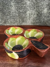 Mexican Hand-carved and Hand-painted Wooden Serving Or Trinket Dish Signed