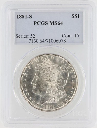1881-S Morgan Silver Dollar PCGS MS64 S$1 San Francisco Minted No Reserve