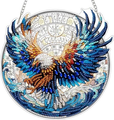 Diamond Art Hängesets für Erwachsene Anfänger, Buntglas Adler Acryl Speci