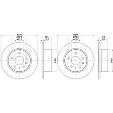 2x HELLA PAGID BREMSSCHEIBEN Ø279mm HINTEN passend für MERCEDES /8 123 CABRIOLET