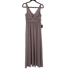 NWT Lulus Dusty Leading Role Taupe Mauve VNeck Maxi Dress Bridesmaid Formal Sz S