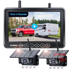 2 Magnetic Solar Wireless Backup Camera for RV Truck Trailer 7" 1080P 2 Cameras