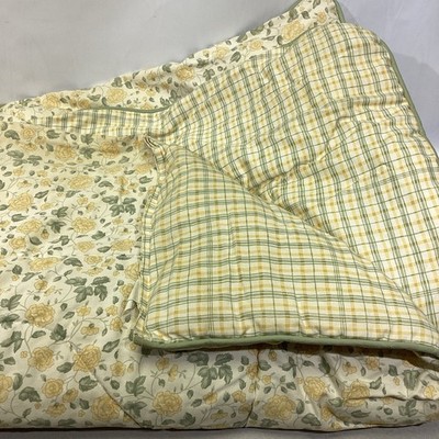 Waverly Garden Room ''Country Inn'' Yellow Green Plaid Floral Comforter Queen