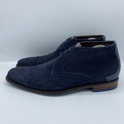 Floris van Bommel Navy Pebbled Suede Chukka Boots UK 8,5 G Goodyear Welted