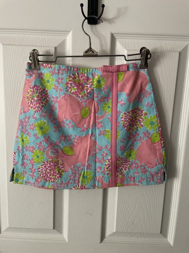 Lilly Pulitzer Girls Skirt With Built In Shorts Size 10 pink elephant print