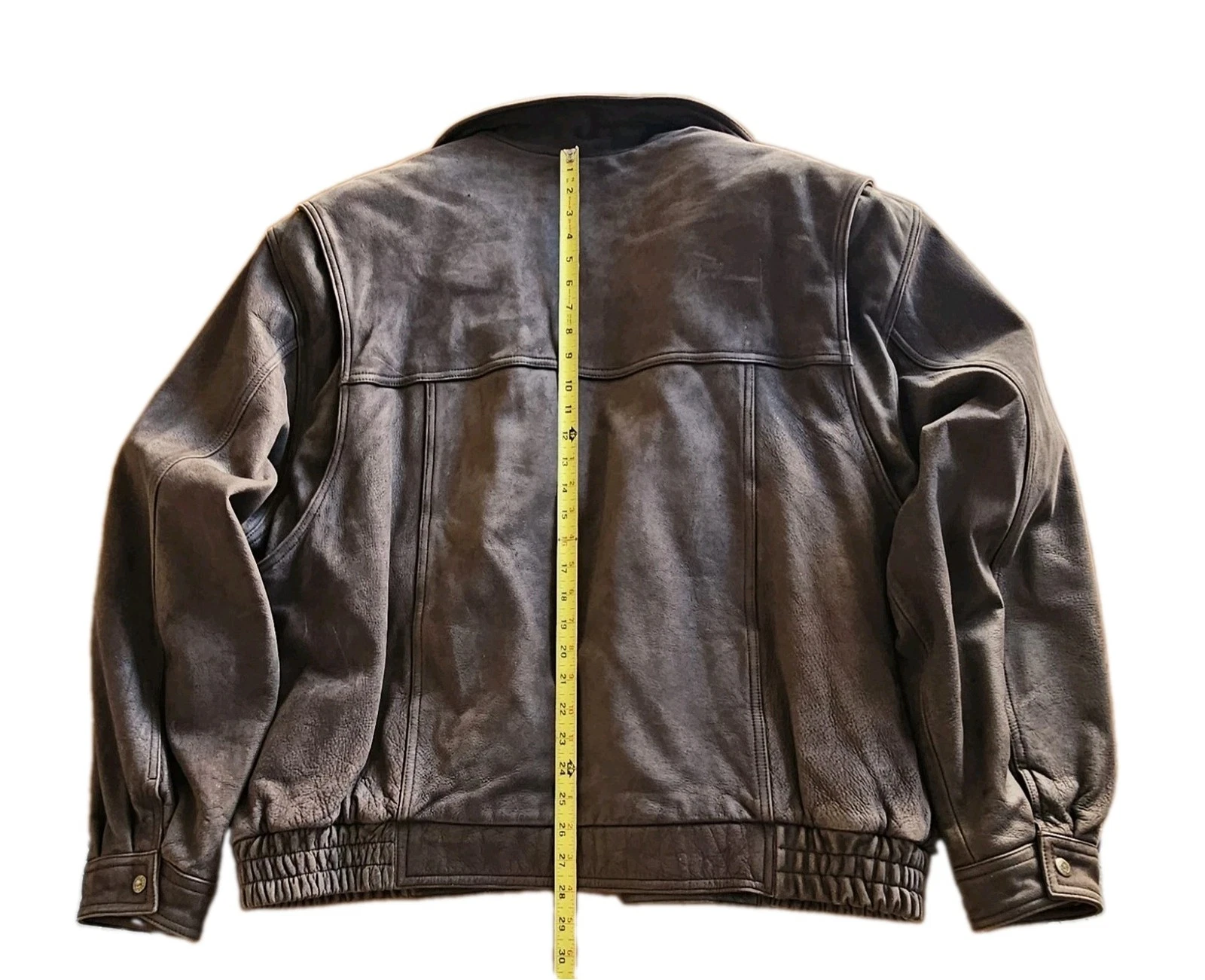 Vintage Roundtree & Yorke Mens XXL Brown Heavyweight Leather Zip-Up Coat!  image 14