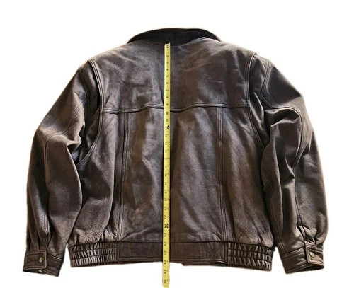 Vintage Roundtree & Yorke Mens XXL Brown Heavyweight Leather Zip-Up Coat!  image 14