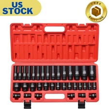 35 Pieces 1/2-Inch Drive Deep and Shallow Impact Socket Set, (Shallow 8-32mm and