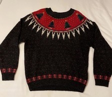Woolrich Vintage Wool Sweater Christmas Trees Pullover Long Sleeves Women  s M