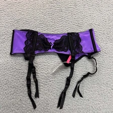 Seven Till Midnight Garter Belt Size  Hipster Purple Black Lace Trim