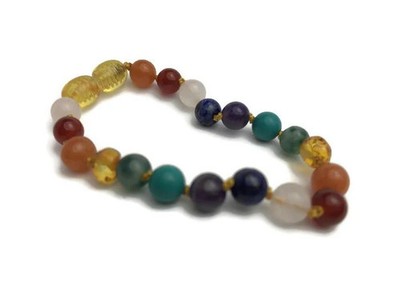 Baltic Amber Teen Adult 6.5 7.5 inch Bracelet Rainbow Honey Amber Knotted