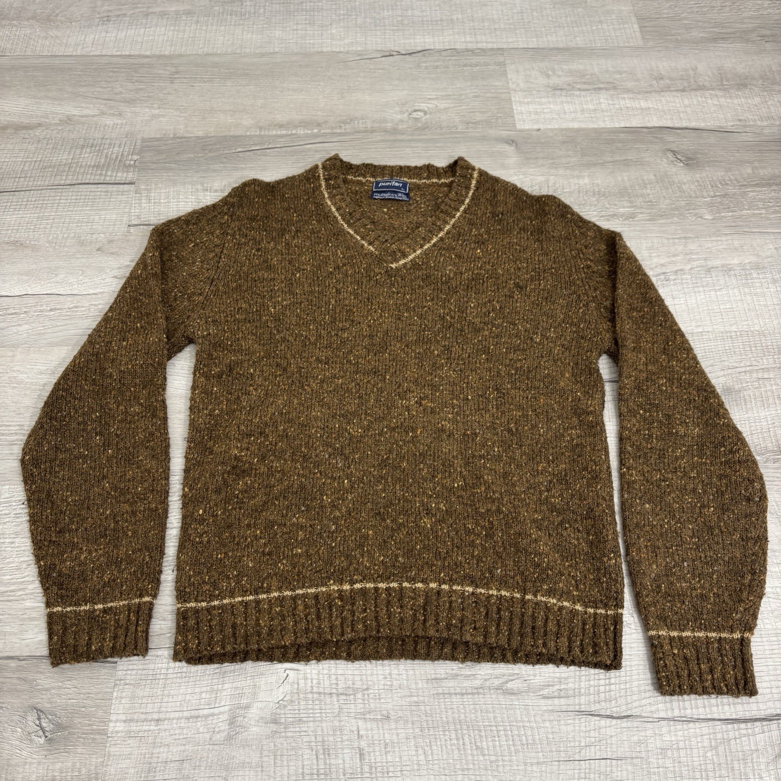 Vintage 70s/80s Puritan Brown V-Neck Wool Pullover Sweater Womens Large