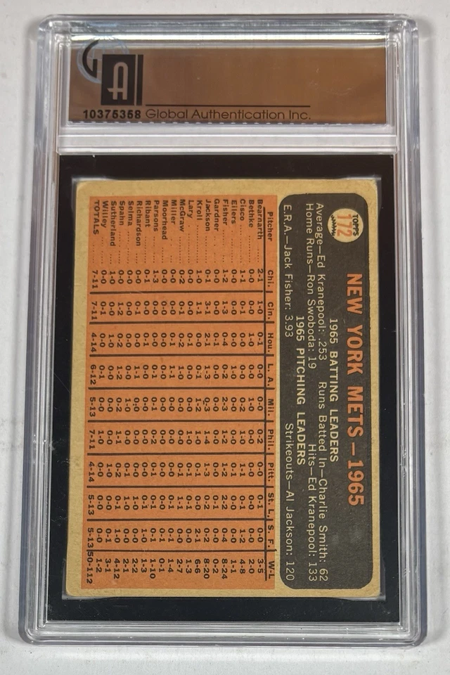 1966 Topps YOGI BERRA/CASEY STENGEL SIGNED METS Team Card #172 Rare HOF DUO AUTO - Image 4 of 4