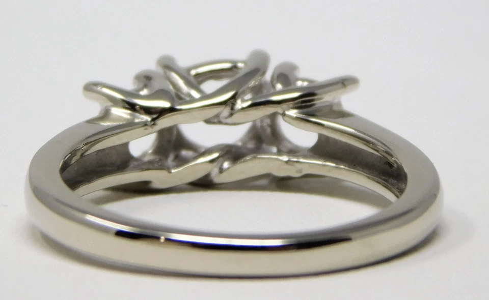 14kt Gold 3 Stone Style Round Diamond Semi-Mount Engagement Ring Sz 6.75 B2726 - Image 3 of 4