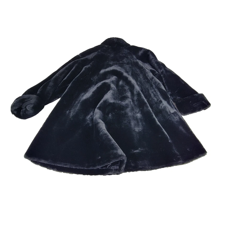 Abrigo de piel sintética vintage Carley Monterey para mujer negro mafia esposa invierno otoño chaqueta Foto 2 de 4