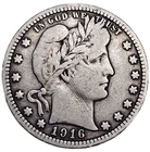 1916-D BARBER QUARTER FINE FREE USA SHIPPING-SILVER 25c