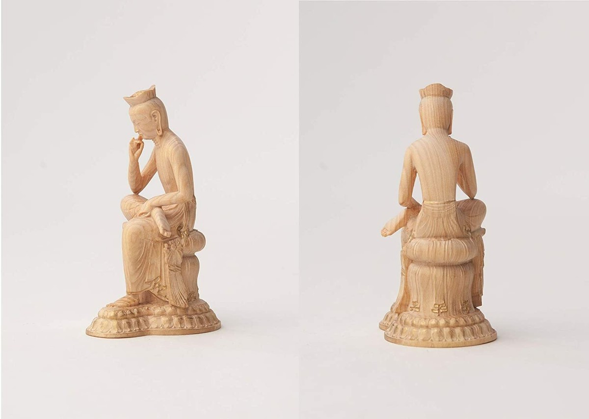 Japanese 弥勒菩薩 MIROKUBOSATU Wood carving Buddha statue Japanese 弥勒菩薩 MIROKUBOSATU Wood carving Buddha statue