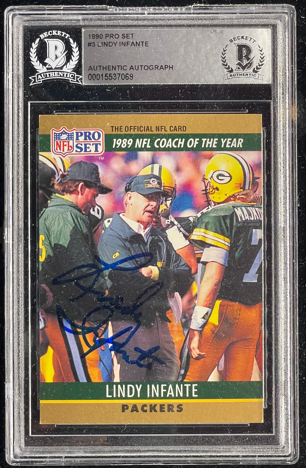 Lindy Infante 1990 Pro Set Signed Autographed Rookie Card (RC) Beckett BGS BAS