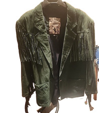 Vintage Winlit Suede Jacket Womens Large Fringe On Arm Western Southwest Cowgirl