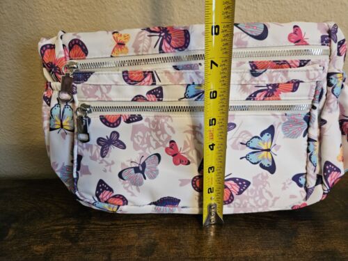 Colorful Butterfly Crossbody Shoulder Bag Adjustable Strap Pocket Nylon - Picture 8 of 9