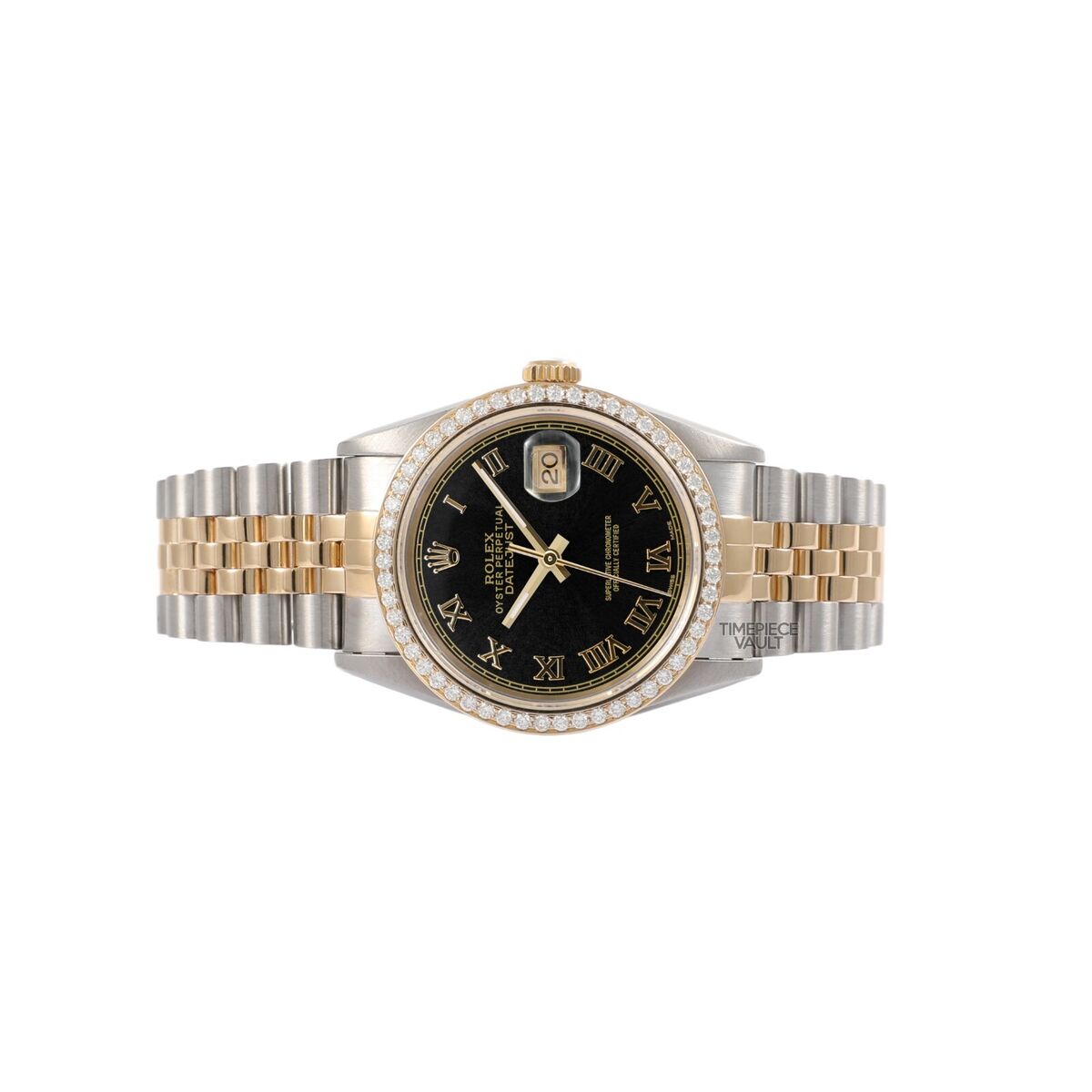 ROLEX DATEJUST 16013 STEEL & 18K GOLD 36MM WATCH BLACK ROMAN ROLEX DATEJUST 16013 STEEL & 18K GOLD 36MM WATCH BLACK ROMAN