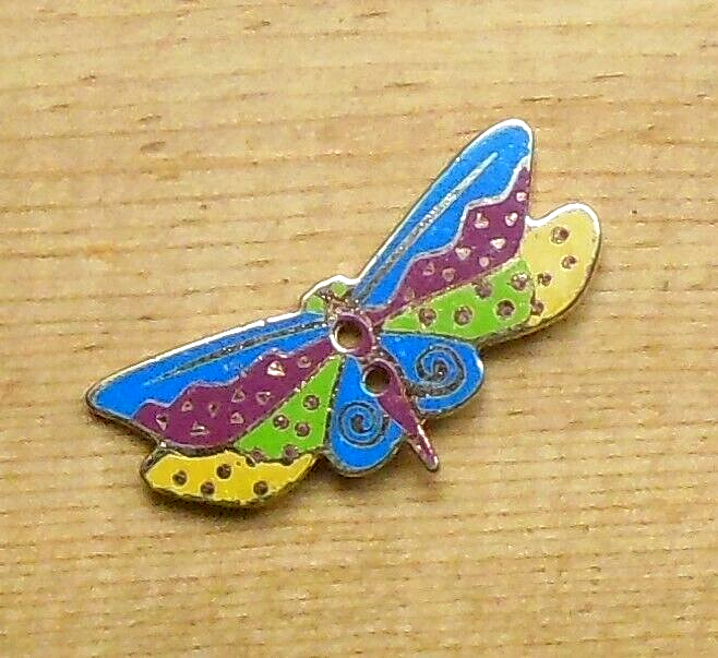 Laurel Burch Butterfly Button Gold Details Metal Button 1 3/8