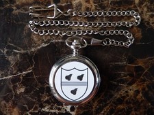 WORCESTERSHIRE CRICKET CLUB CHROME POCKET WATCH WITH CHAIN