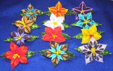 Desert Rose Floral Beaded Barrettes French Clip closure 4x3" Handmade