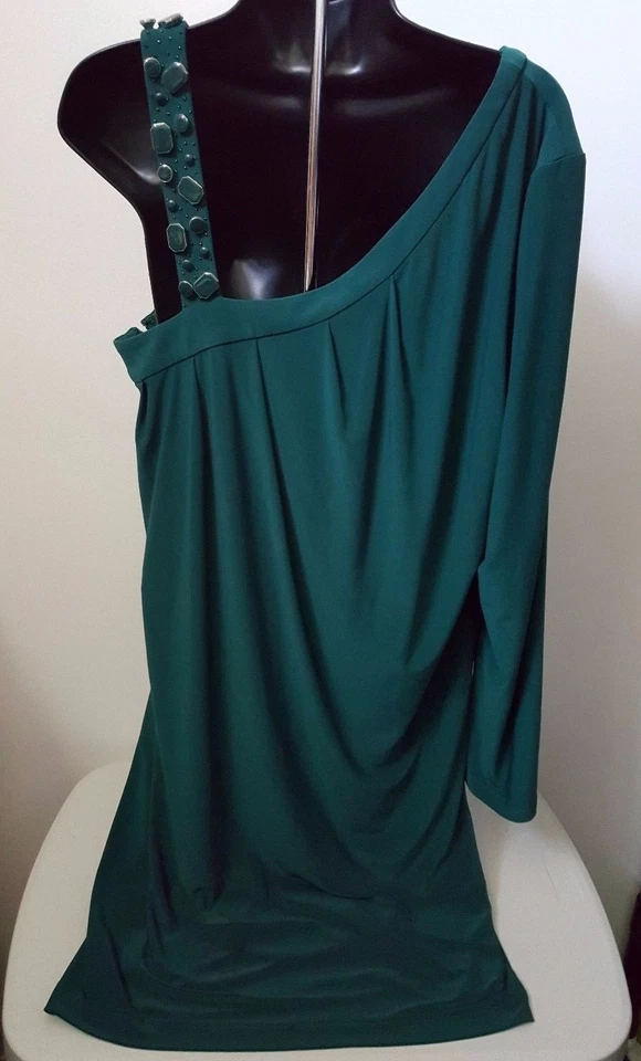 Vestido para mujer Adrianna Papell talla 16 verde esmeralda Foto 4 de 4