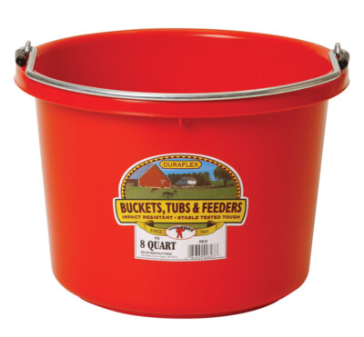 Little Giant P8RED6 Red Plastic Round Bucket 2 gal. Capacity with Steel Handle