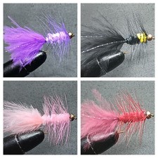 1 DOZEN BEAD HEAD WOOLLY BUGGERS FOR FLY FISHING (4 MODELS)-WOO 49