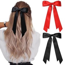 2PCS Velvet Hair Bows Ribbon Clips Ponytail Holder for Women Girls Kids