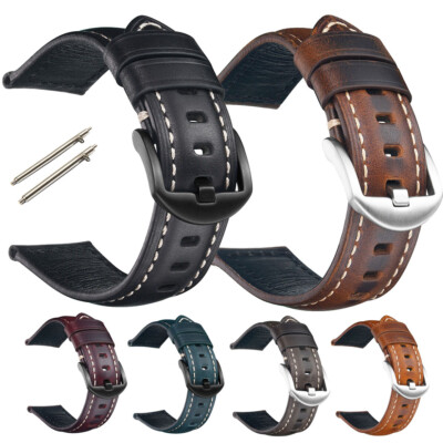 Retro Stitching Strap Quick Release 18 20 22 24 26mm Cowhide Leather Watch Bands