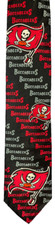 TAMPA BAY BUCCANEERS Silk Tie Black w/logo and red/grey team name stripes-EUC