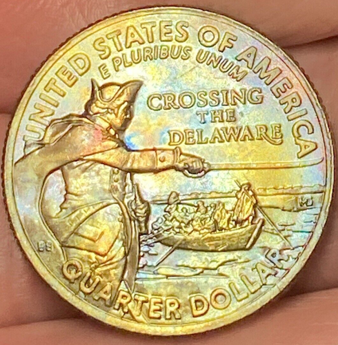 2021-D Washington Crossing The Delaware ATB Quarter Gold/Rainbow Toned Coin #2 - Picture 9 of 12