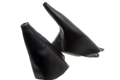 Black Faux Leather Shift Boot & E-Brake Cover Set For 94-04 Mustang – Red Stitch, Manual Transmission