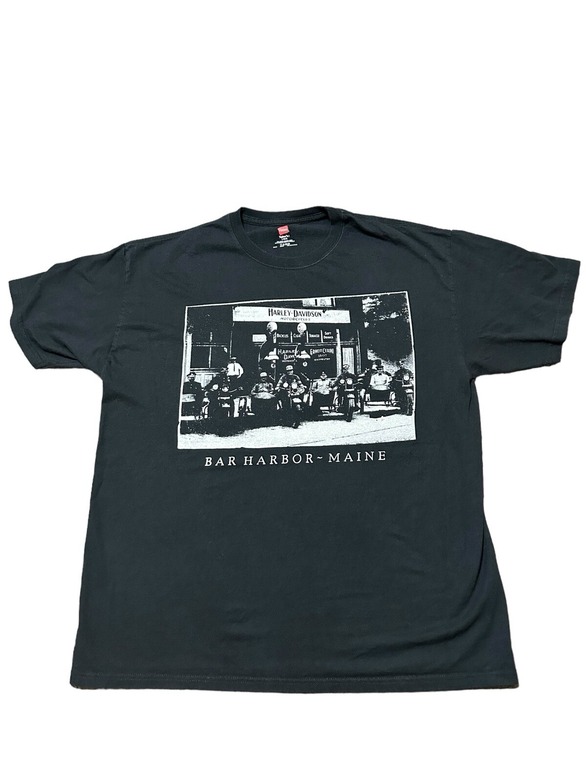 Harley Davidson Bar Harbor Maine T-shirt Men Large Black Short Sleeve Tee Hanes