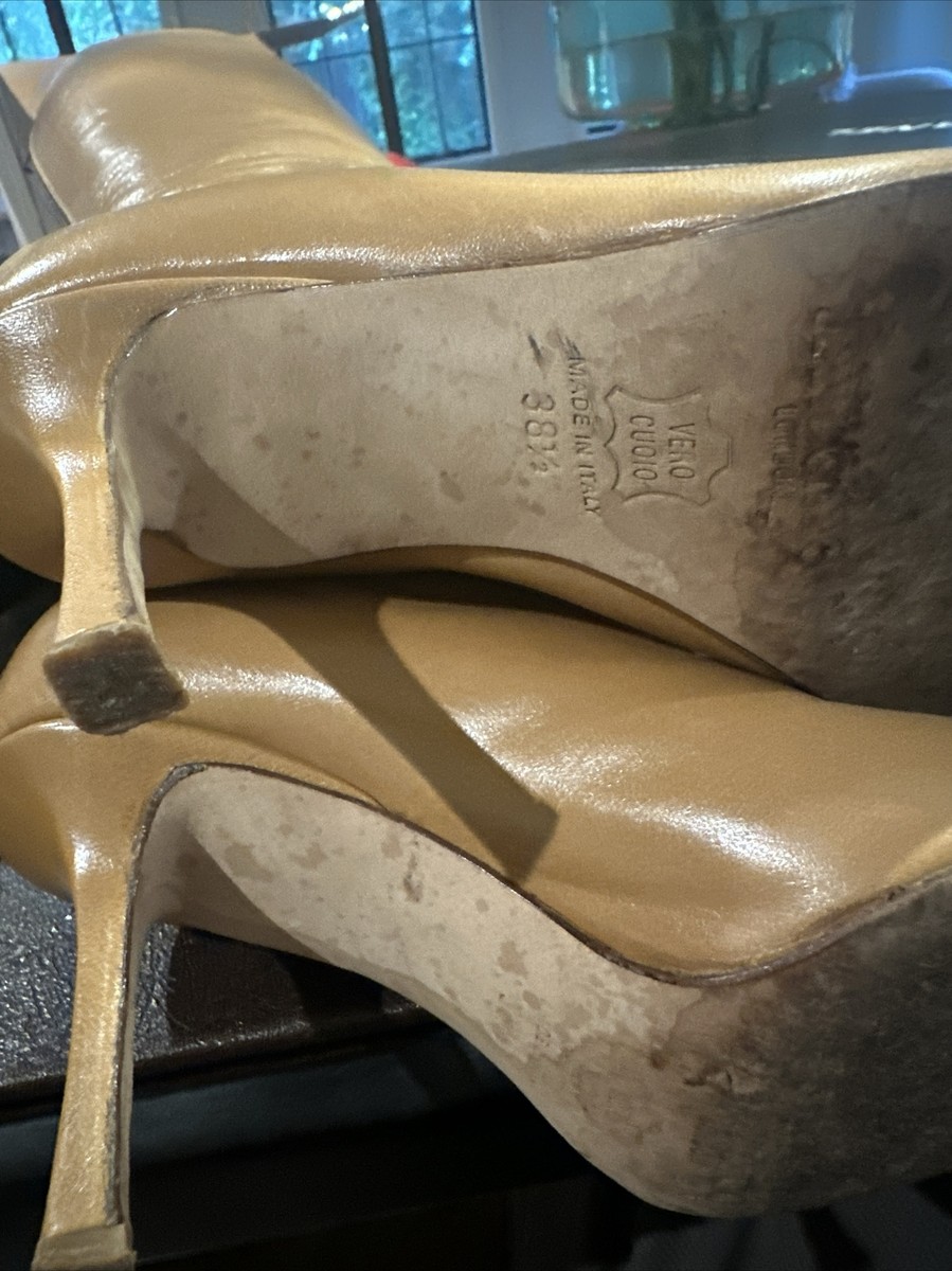 Vintage Jimmy Choo Camel Luggage Size 38.5 Pointed Square