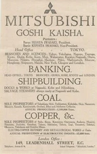1916 Mitsubishi Goshi Kaisha Banking Shipbuilding Coal Japan Original Advert 
