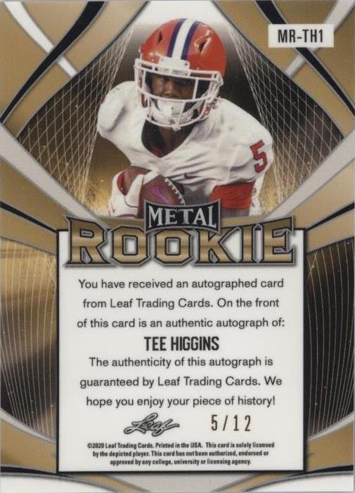 2020 Leaf Metal Rookie Autographs Tee Higgins #MR-TH1 for sale | eBay