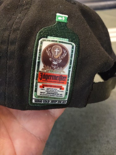 Jagermeister Black Cotton Ball Cap with Logo Patch Leather Strapback - Picture 3 of 7