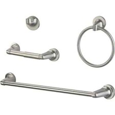 NEW Seasons 4pc 18 Bath Accessories Kit With Towel Bar In Brushed Nickel