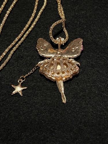NEW Fairy Angel Ballerina Star Pink Pave Crystals Pendant Necklace - Picture 11 of 11
