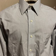 Brooks Brothers 346 Dress Shirt Check Pocket Blue White Gray Non Iron 16-4/5