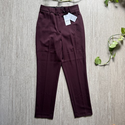 REISS Flora Tailored Pants Trousers Womens 6 NWT Burgundy Wool Blend 26x28 - Picture 2 of 13