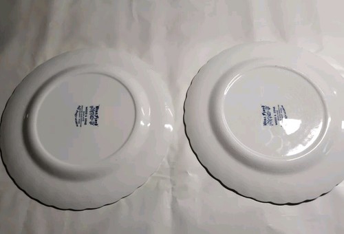 Set Of 2 OLD STAFFORDSHIRE WOOD & SONS ENGLAND IROSTONE BLUE FJORD DINNER PLATES - Picture 5 of 7