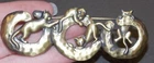 Vintage JJ Playful Cats Dark Goldtone Metal Pin Brooch Costume Jewelry
