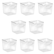 Sorbus Clear Plastic Small Square Organizer Bins for Pantry Fridge 8-Pack